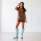 Reverie powder blue dress with matching boots