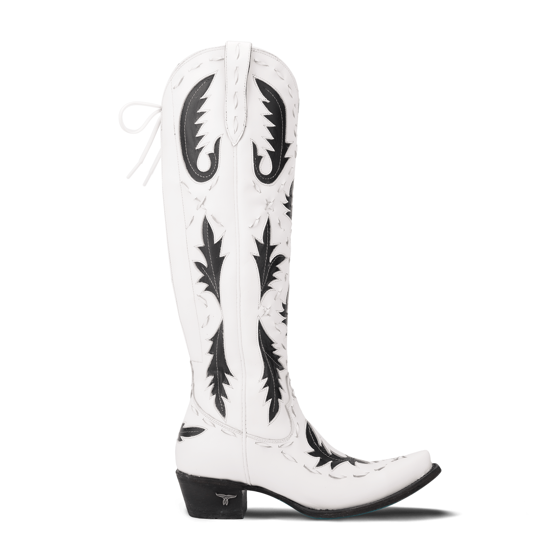 White Reverie newsprint cowboy boot
