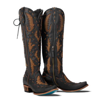 Jet black and burnt caramel Reverie cowboy boots
