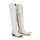 White leather Lexington over-the-knee boots with crackle finish