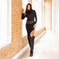 Woman in black suede dress & Lexington OTK boots