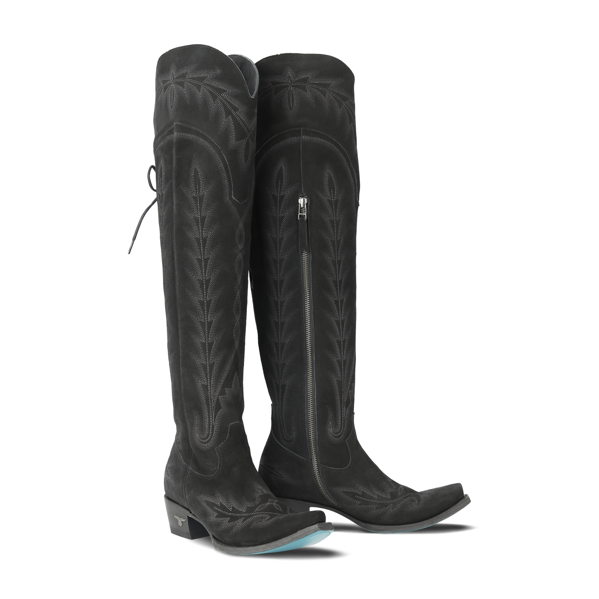 Black suede Lexington over-the-knee boots