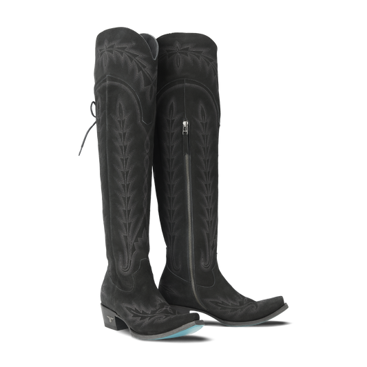 Black suede Lexington over-the-knee boots