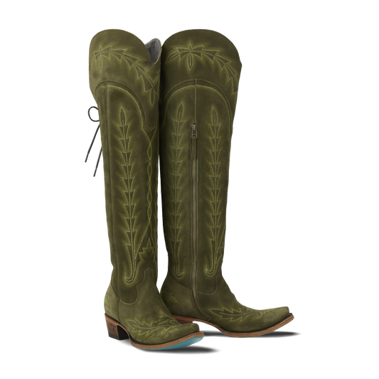 Olive suede Lexington over-the-knee boots