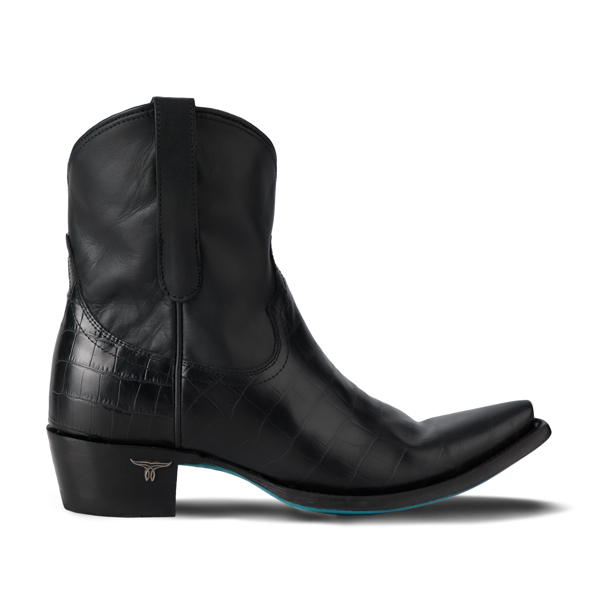 Emma Jane Bootie in Carbon Croc leather