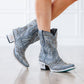 Dolly Bootie in Washed Denim with Studs