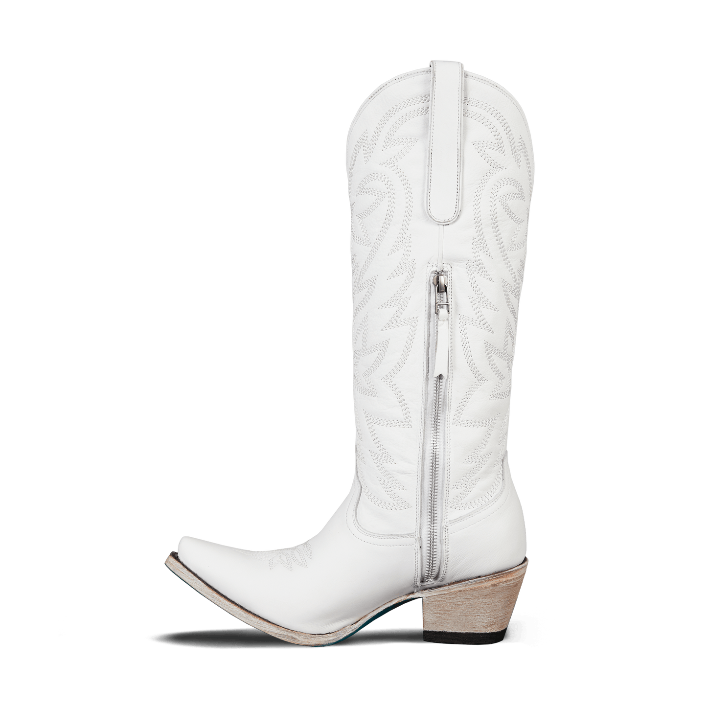 White cowboy boot with zipper - Smokeshow by Matthew White