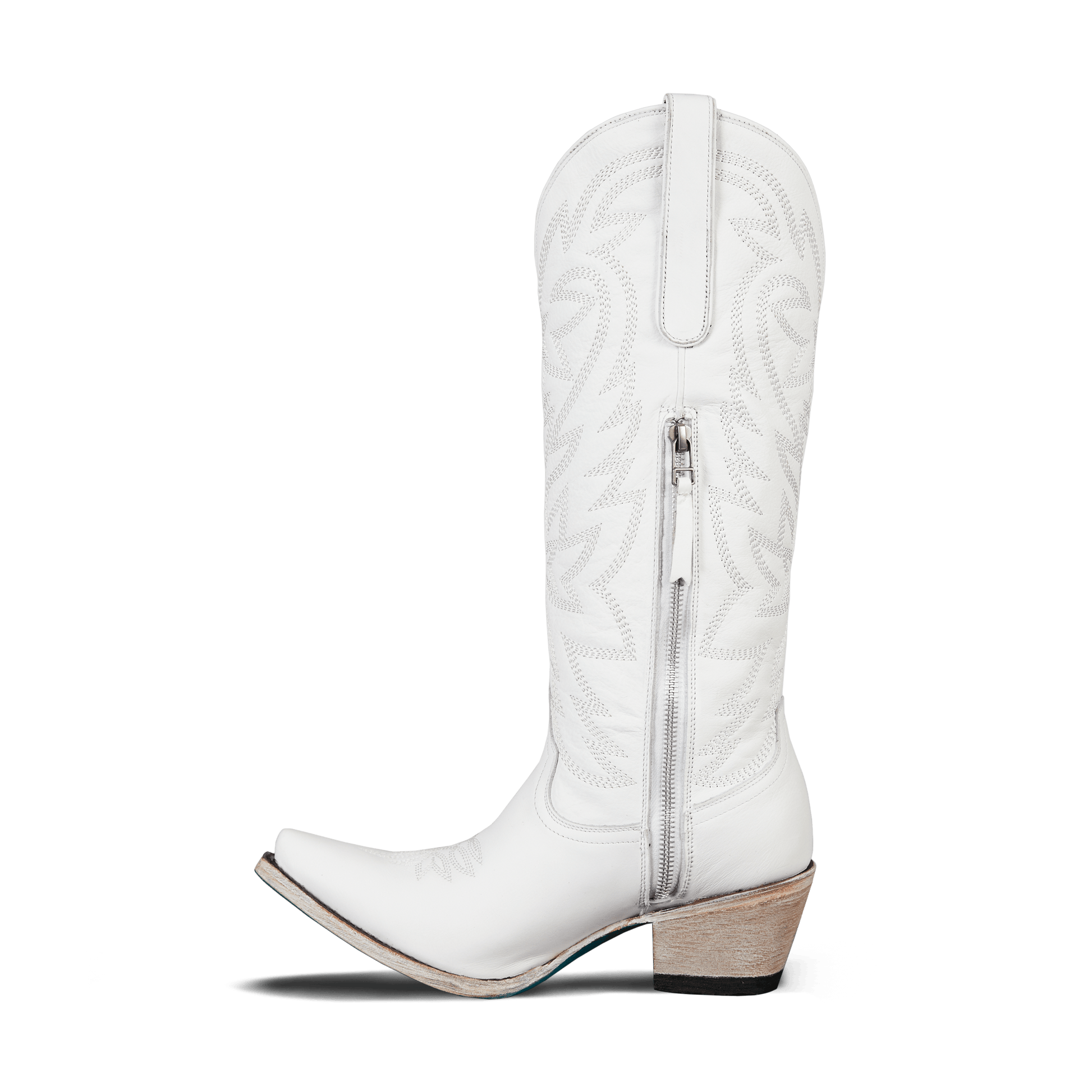 White cowboy boot with zipper - Smokeshow by Matthew White