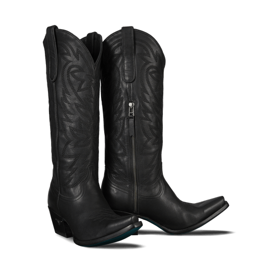 Black leather cowboy boots - lb0526d Smokeshow Jet Black