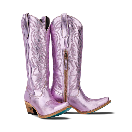 Lavender metallic cowboy boots