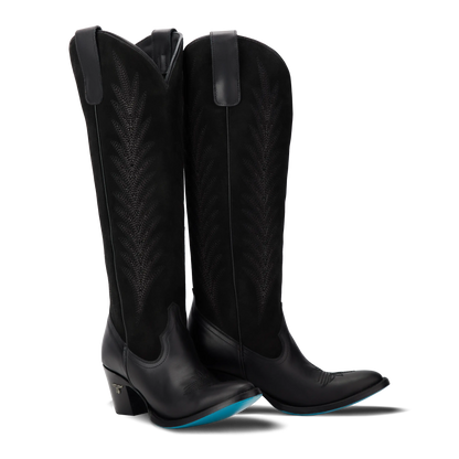 Jentry Knee High Boot - Jet Black & Soft Black Suede