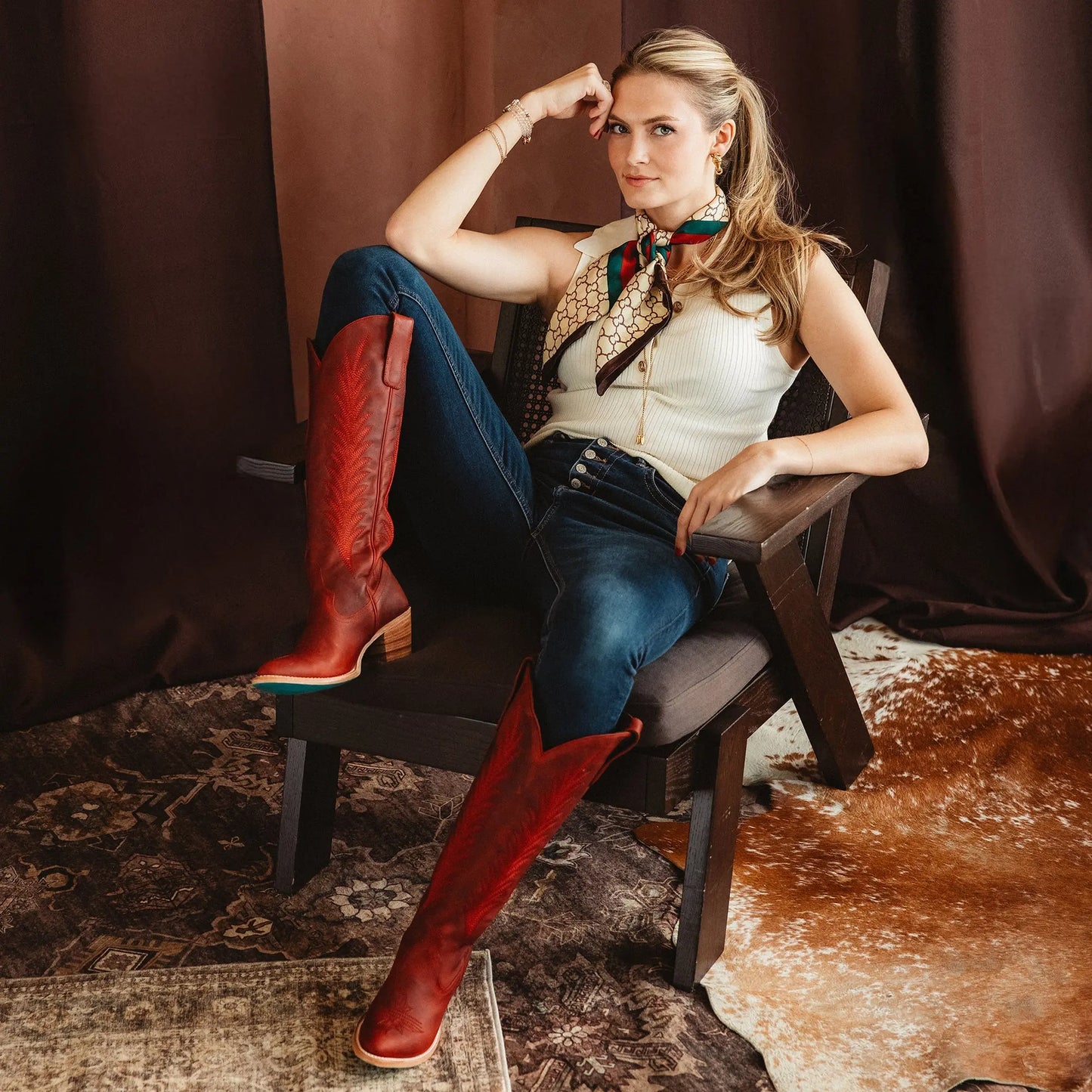 Jentry Knee High Boot in Smoldering Ruby | Bourbon Cowgirl