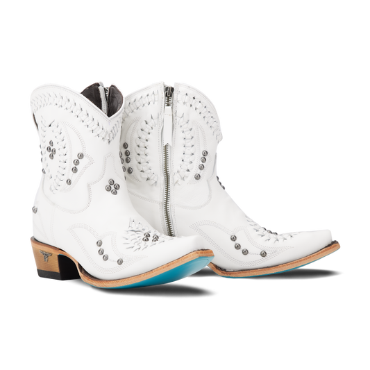 White leather Cossette Bootie by Matthew White