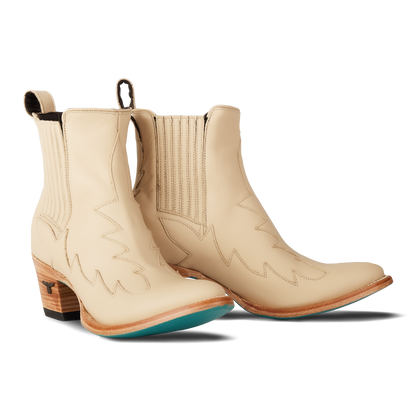 Pale ivory western Chelsea boots