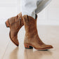 Burnt caramel leather Plain Jane Midi boots, style LS1