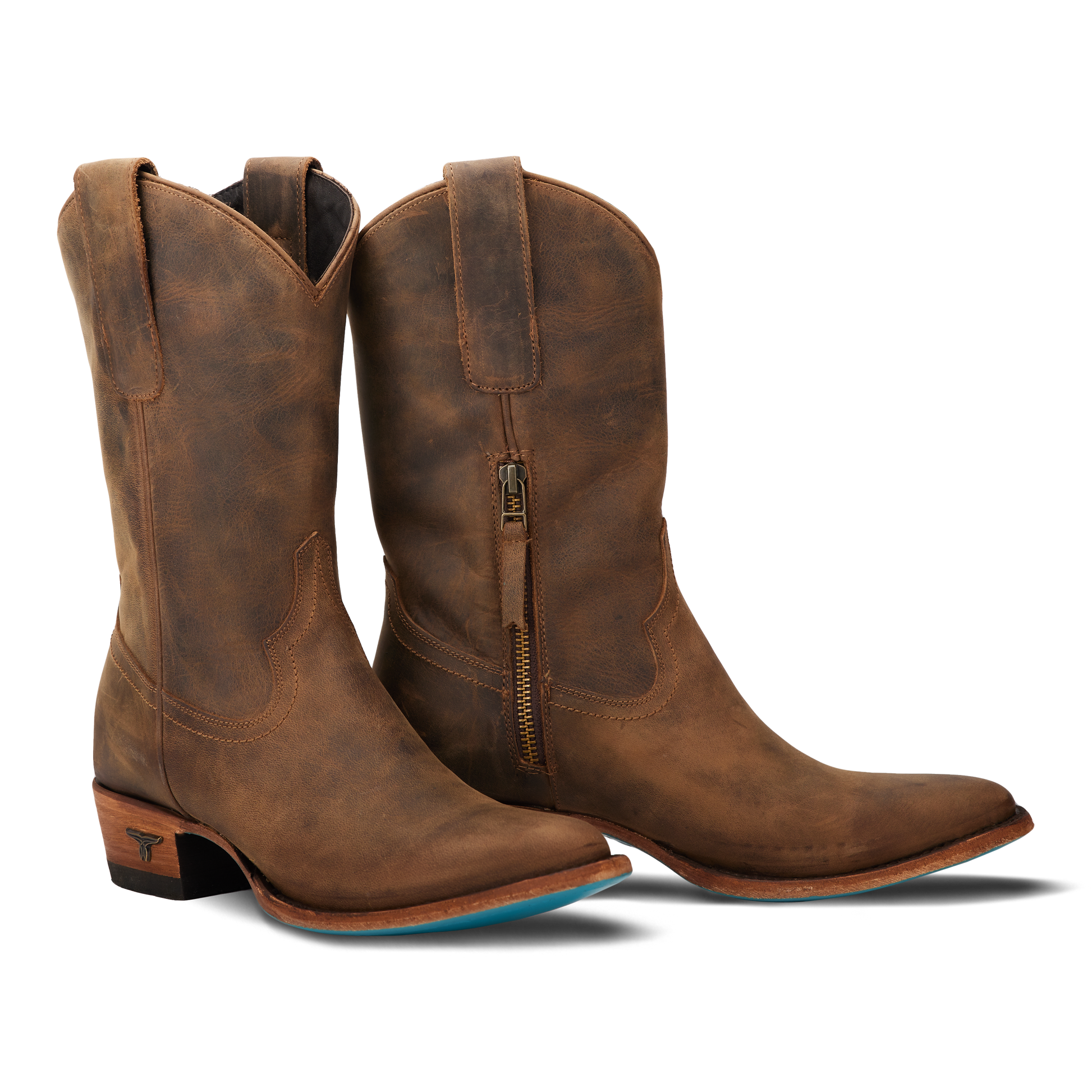 Burnt caramel leather Plain Jane Midi boots