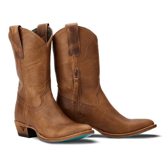 Brown leather Plain Jane Midi desert clay cowboy boots