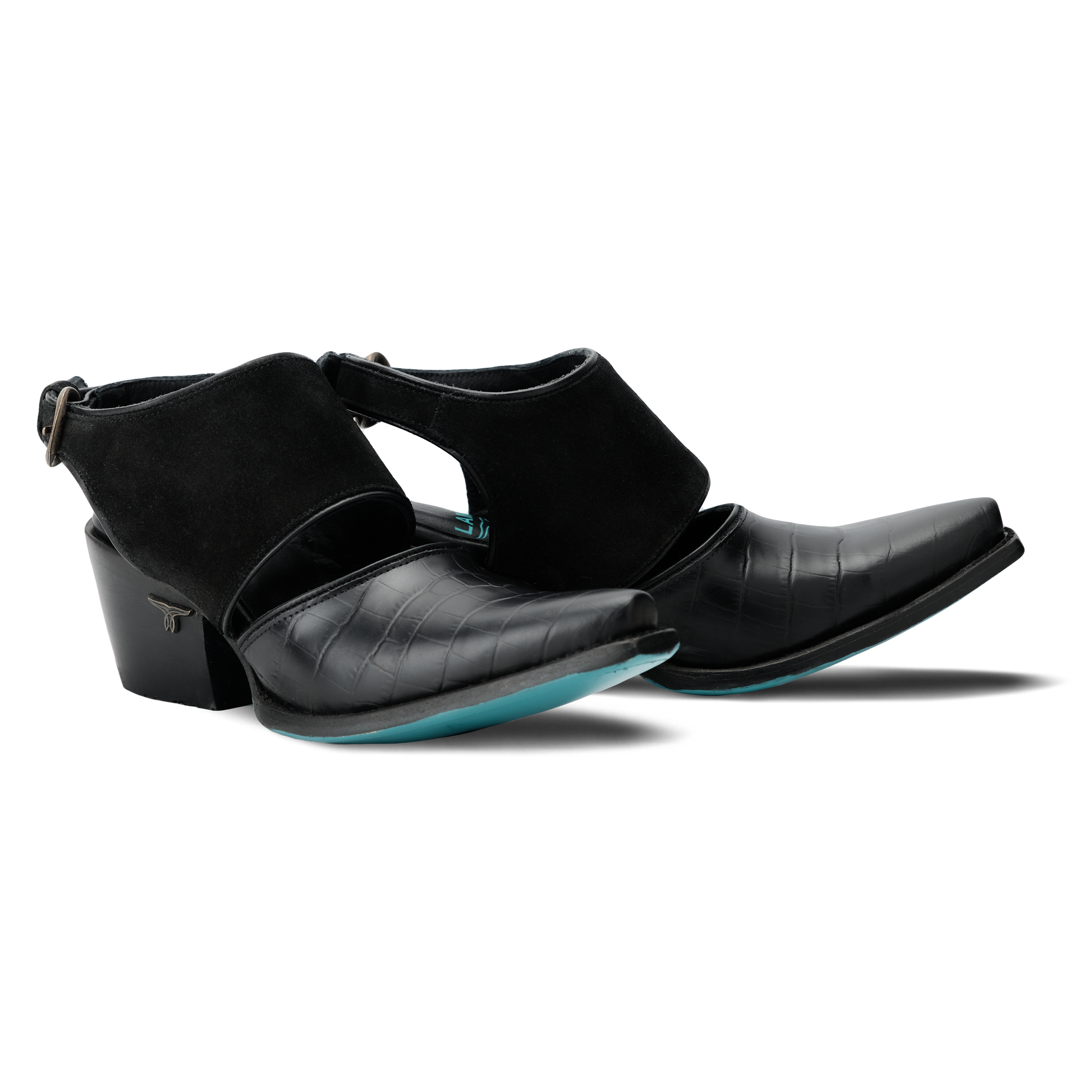 Black suede and leather Robin Mule shoe