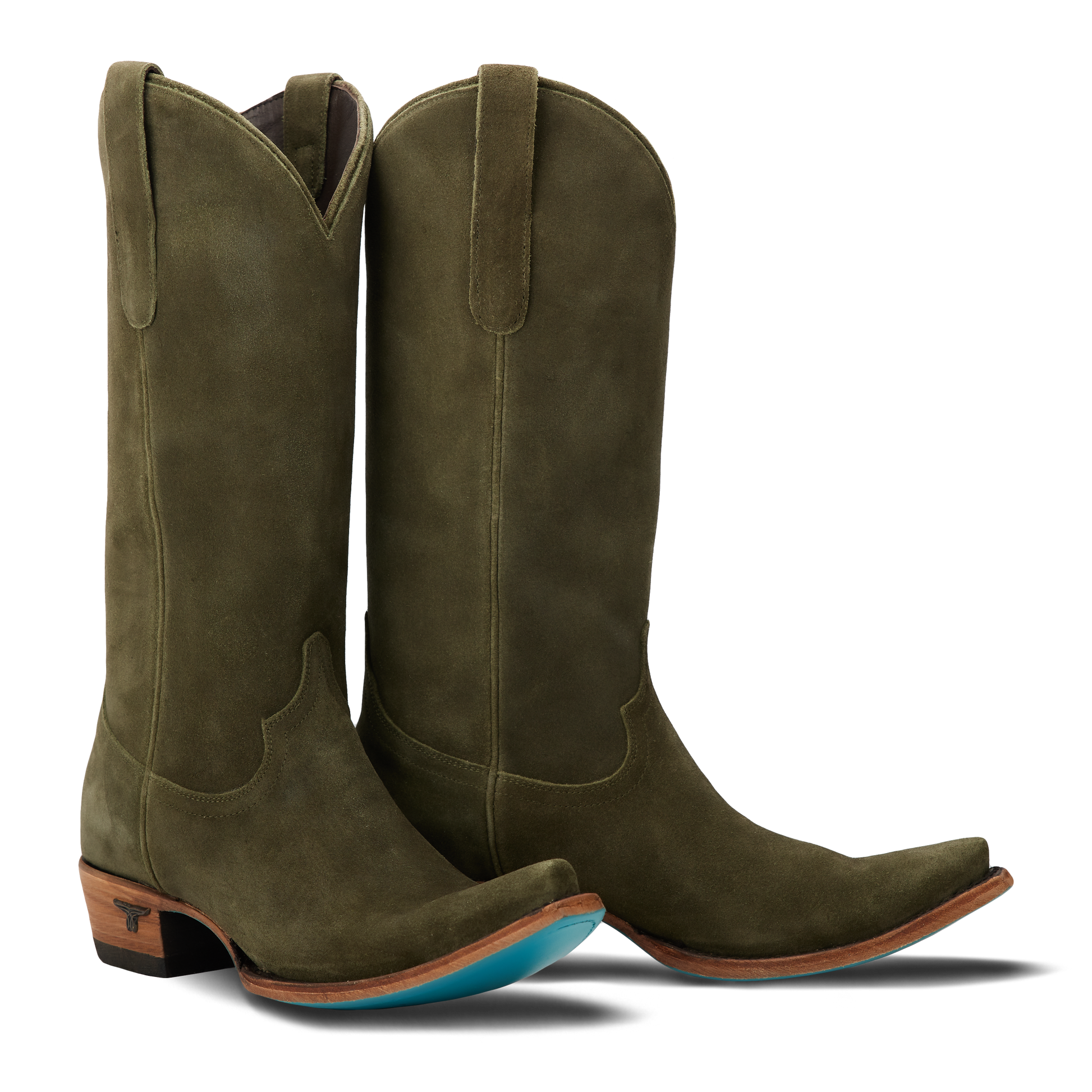 Emma Jane Olive Suede Cowboy Boots