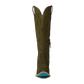 Olive suede knee-high boot, lb0570c