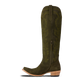 Olive suede knee-high cowboy boot