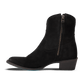 Black suede ankle boot with side zipper