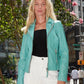 Louzia RF Leather Jacket by Mauritius in Aqua