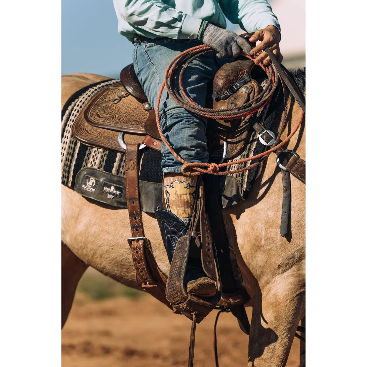 Lucky Bucking Cowgirl Tan Performance Boot Socks