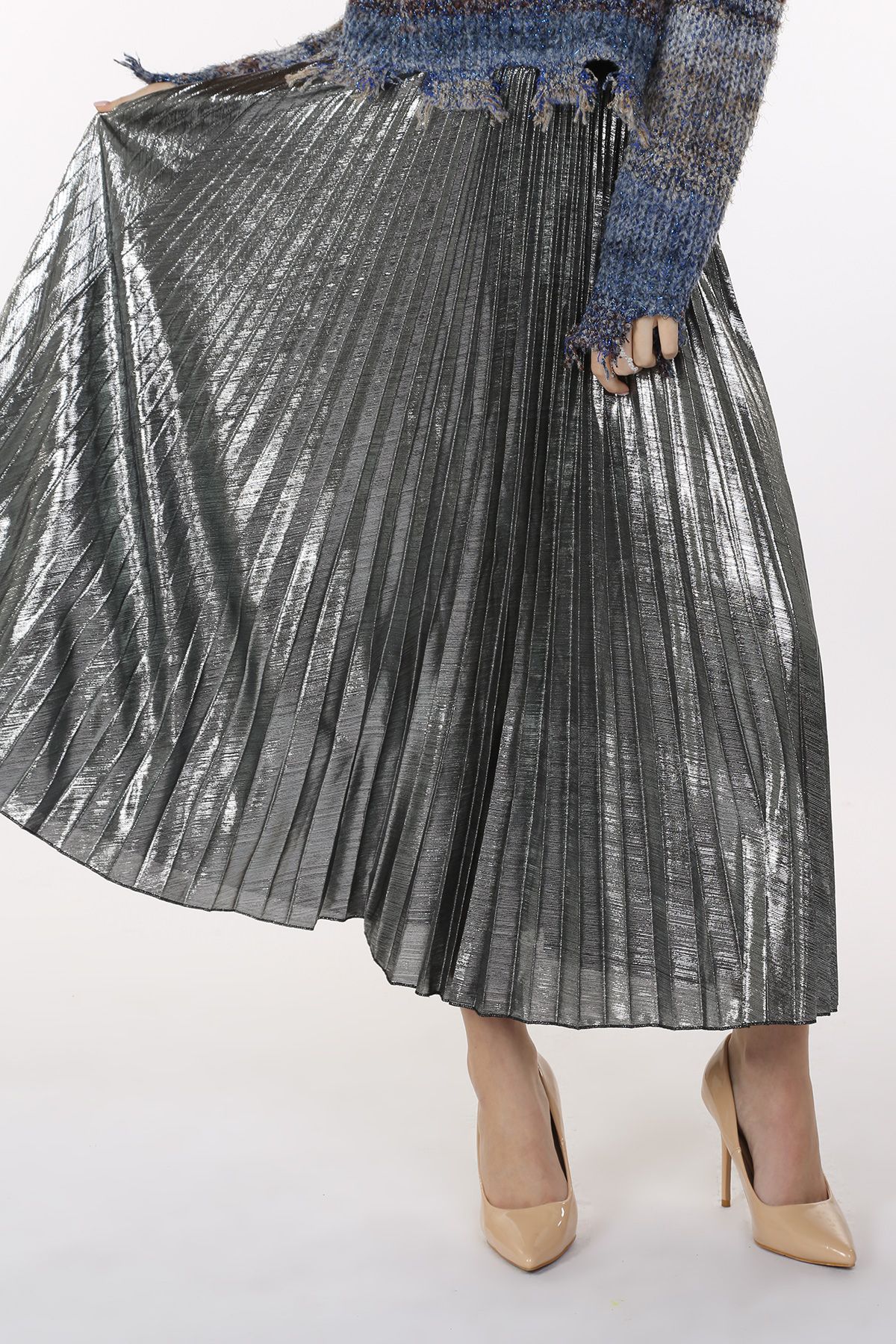 Silver pleated skirt (mc5353-4)
