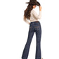 Rock & Roll Denim Women's Diamond Belt Loop Mid Rise Dark Wash Trouser