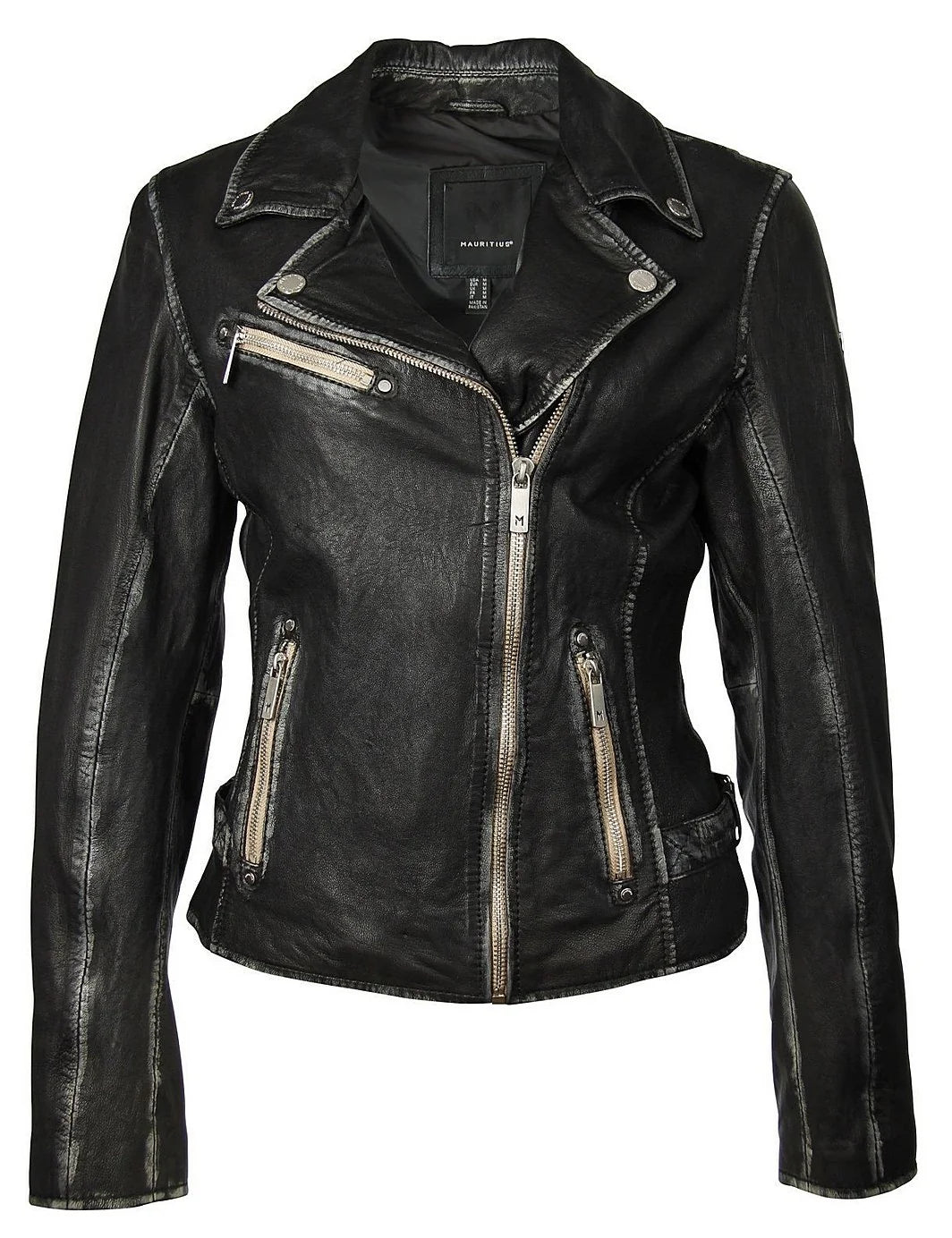 Sofia RF Leather Jacket by Mauritius in Black