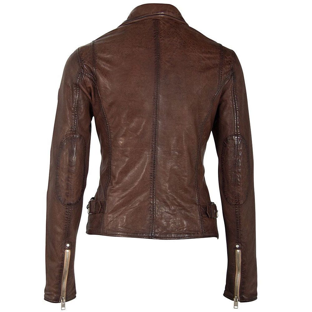 Sofia RF Leather Jacket by Mauritius in Brown