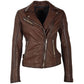 Sofia RF Leather Jacket by Mauritius in Brown