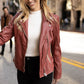 Sofia RF Leather Jacket, Astro Dust