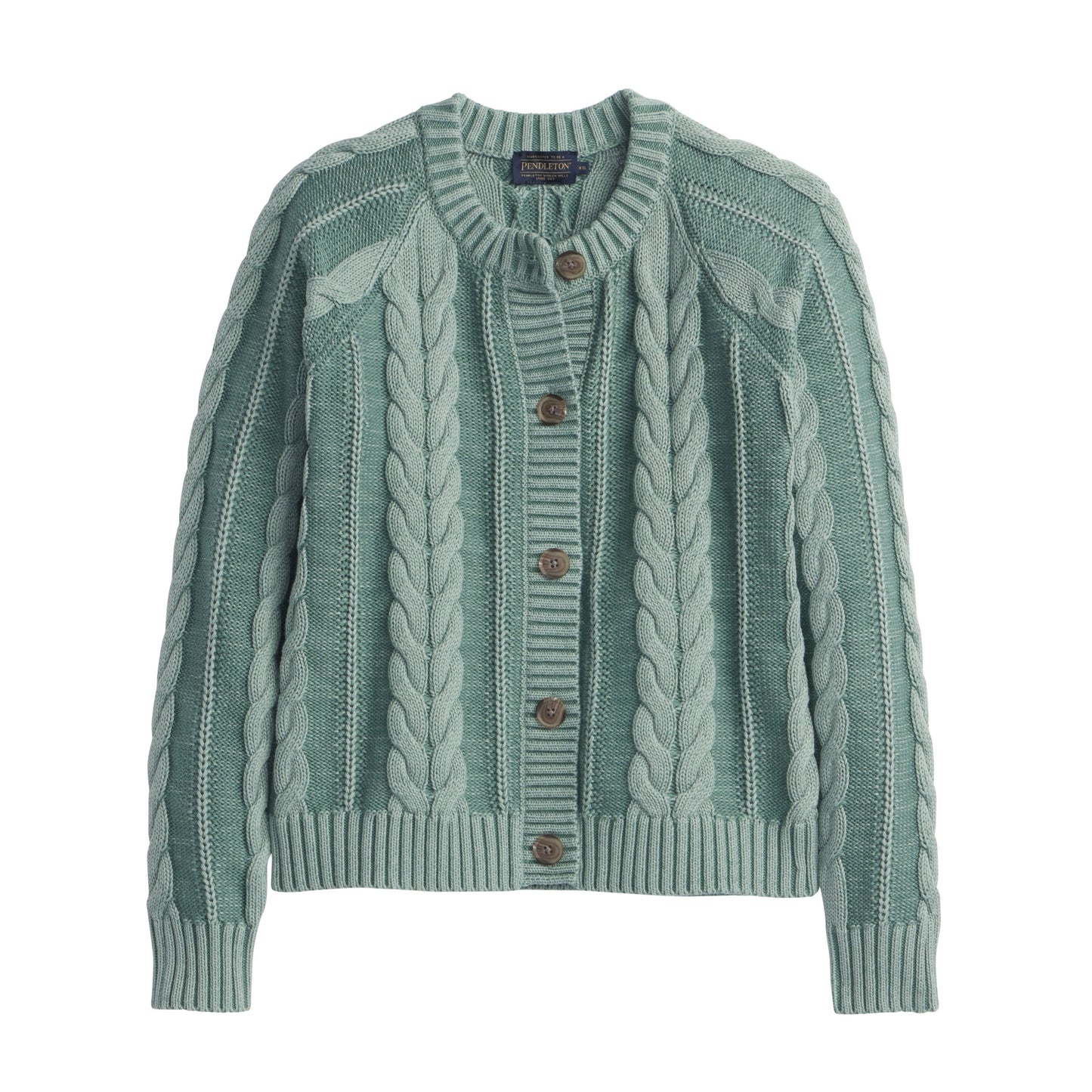 Cotton Cable Cardigan in Teal Blue by Pendleton