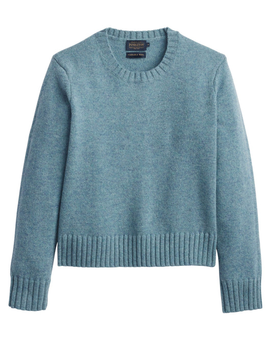 Shetland Collection Relaxed Crew Sweater by Pendleton in Seaglass Blue Heather