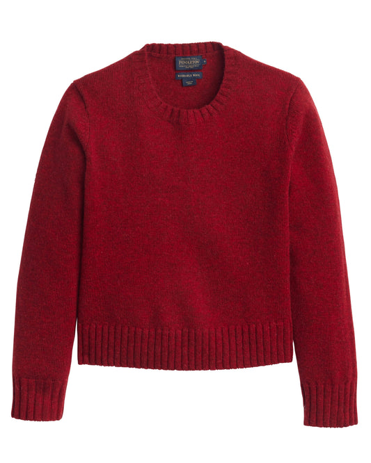 Shetland Collection Relaxed Crew Sweater by Pendleton in Red Heather