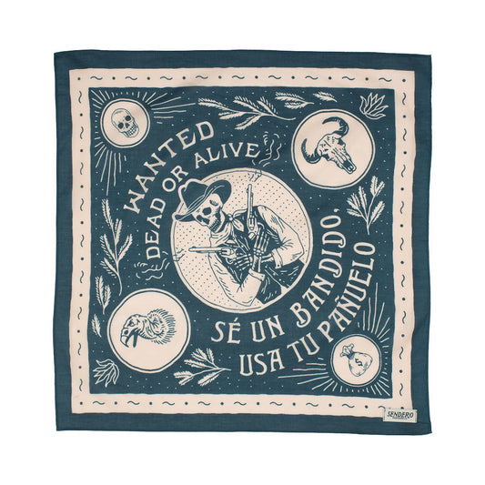Bandana with skeleton Wanted Dead or Alive design