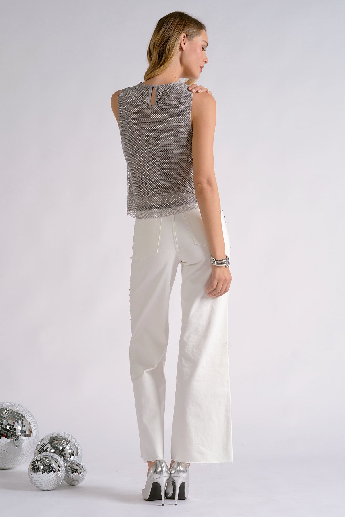 Metallic Mesh Tank Top by Elan