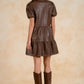 Faux Leather Mini Dress by Elan - Brown