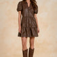 Faux Leather Mini Dress by Elan - Brown