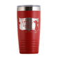 Red tumbler with shooting woman quote