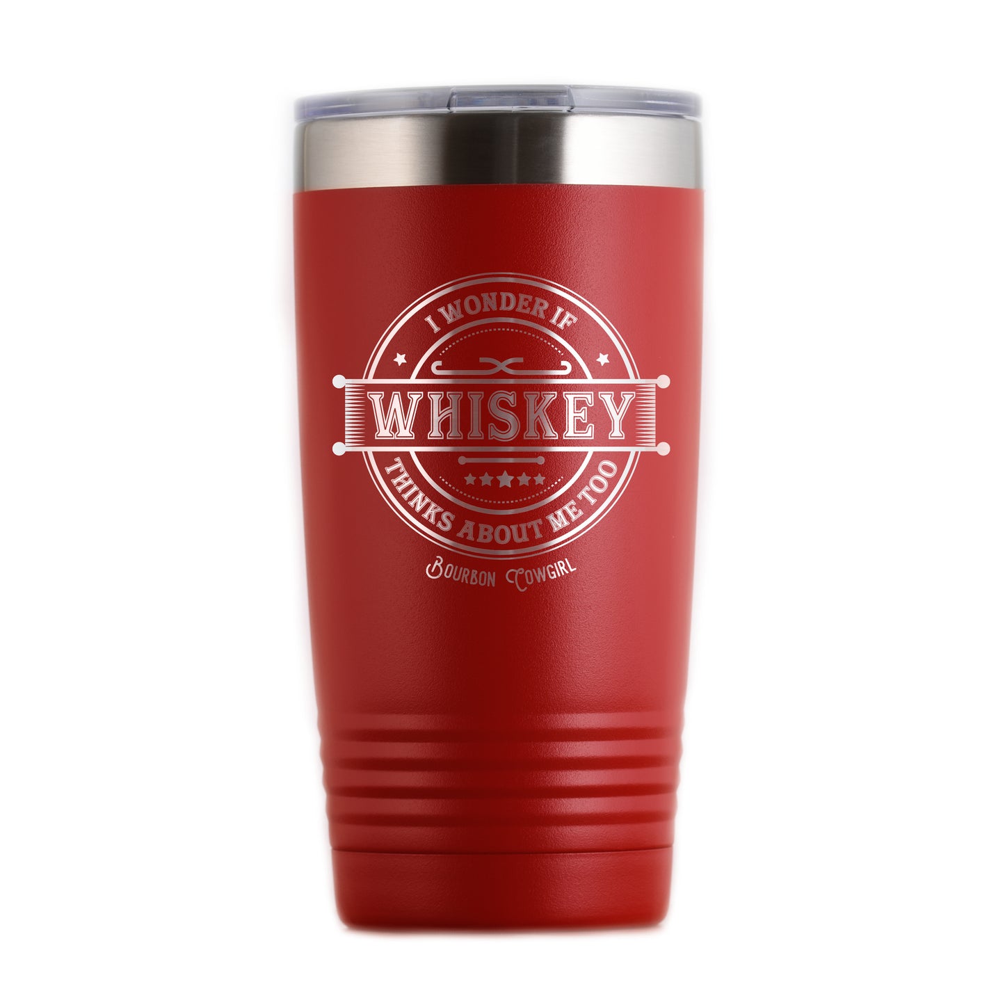 Red Whiskey Thinks About Me Too tumbler